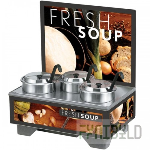 Vollrath 720201102 Tuscan Soup Merchandiser Base with Menu Board and 4 Qt. Accessory Pack - 120V, 1000W