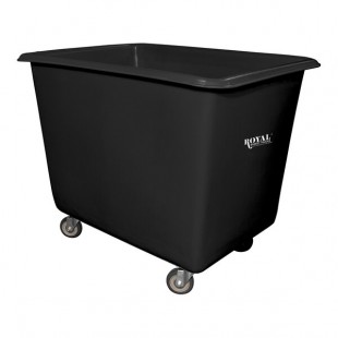 Royal Basket Trucks 10 Cu. Ft. Black Poly Truck with Steel Base and 2 Rigid / 2 Swivel Casters R08-BKX-PGC-4UNN