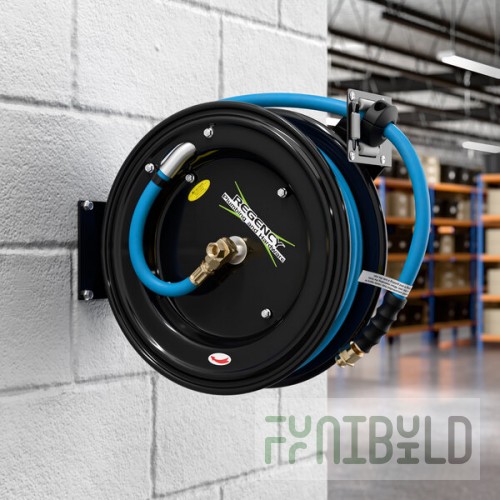 Regency Open Powder-Coated Steel Air / Water Hose Reel with 50' x 1/2