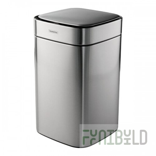 Tramontina 81200/015DS 3 Gallon Stainless Steel Square Wastebasket with Automatic Lid