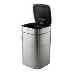Tramontina 81200/015DS 3 Gallon Stainless Steel Square Wastebasket with Automatic Lid