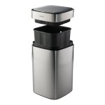 Tramontina 81200/015DS 3 Gallon Stainless Steel Square Wastebasket with Automatic Lid
