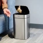 Tramontina 81200/015DS 3 Gallon Stainless Steel Square Wastebasket with Automatic Lid