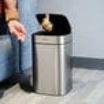 Tramontina 81200/015DS 3 Gallon Stainless Steel Square Wastebasket with Automatic Lid