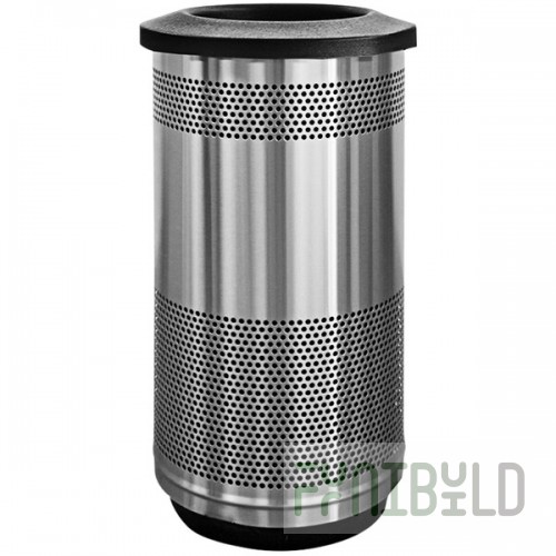 Witt Industries SC35P-01-SS-FT Standard Series 35 Gallon Perforated Stainless Steel Outdoor Trash Can with Flat Top Lid