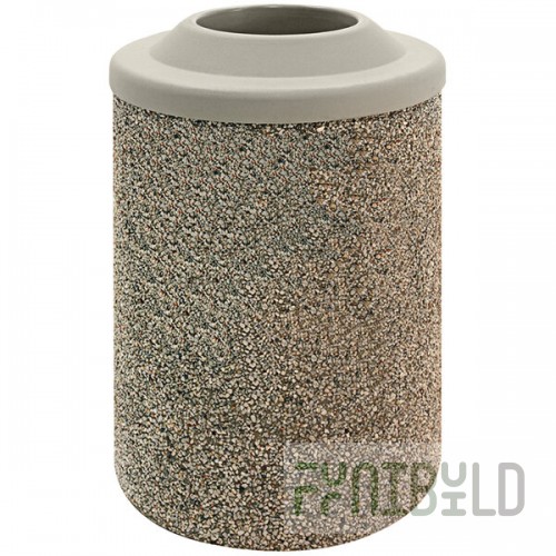 Wausau Tile TF1140 53 Gallon Concrete Round Trash Can with Plastic Dome Top