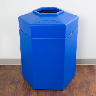 Commercial Zone 737204 PolyTec 45 Gallon Blue Hexagonal Trash Can with Open Top