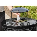 Lancaster Table & Seating 32 Gallon Heavy-Duty Round Black Steel Perforated Outdoor Trash Can with Rain Bonnet Lid