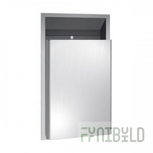 American Specialties, Inc. Traditional 10-0458-DX 18 Gallon Stainless Steel Semi-Recessed Trash Can