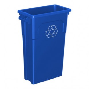 Continental 23001 23 Gallon Blue Rectangular Wall Hugger / Slim Recycle Bin