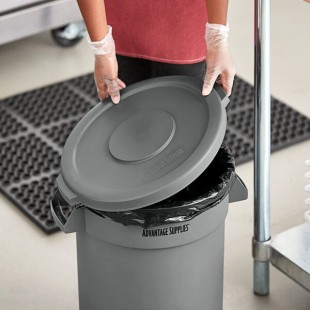 Advantage Supplies 10 Gallon Gray Round Commercial Trash Can Lid