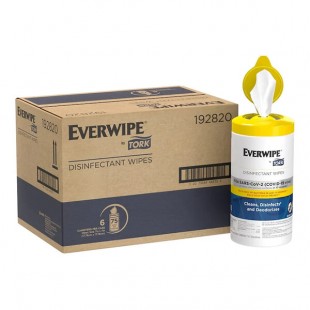 Everwipe by Tork 75-Count Disinfectant Wipes Canister - 6/Case Everwipe by Tork 75-Count Disinfectant Wipes Canister - 6/Case