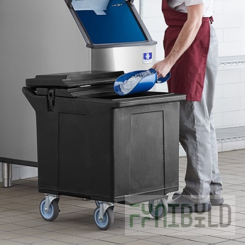 CaterGator 125 lb. Capacity Black Mobile Ice Bin with Flip Lid