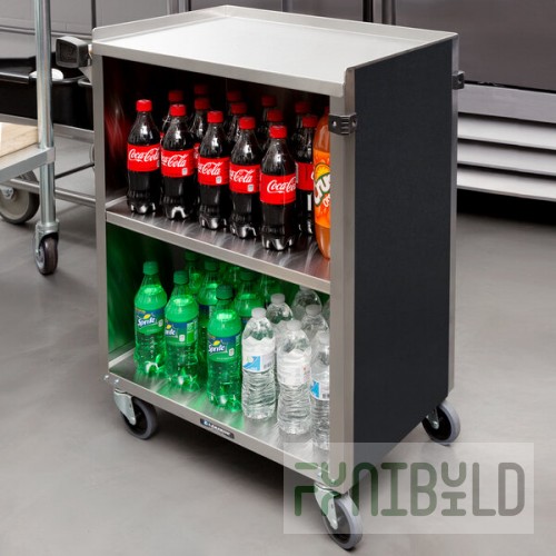 Lakeside 810B 3 Shelf Standard Duty Stainless Steel Utility Cart with Enclosed Base and Black Laminate Finish - 16 1/2