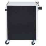 Lakeside 810B 3 Shelf Standard Duty Stainless Steel Utility Cart with Enclosed Base and Black Laminate Finish - 16 1/2