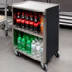 Lakeside 810B 3 Shelf Standard Duty Stainless Steel Utility Cart with Enclosed Base and Black Laminate Finish - 16 1/2