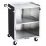 Lakeside 810B 3 Shelf Standard Duty Stainless Steel Utility Cart with Enclosed Base and Black Laminate Finish - 16 1/2
