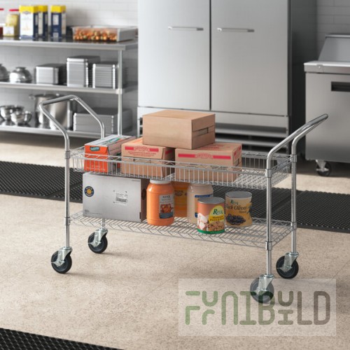 Regency Chrome One Shelf and One Basket Utility Cart - 18