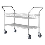 Regency Chrome One Shelf and One Basket Utility Cart - 18 Regency Chrome One Shelf and One Basket Utility Cart - 18