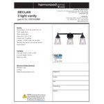 Canarm Declan Matte Black Vanity Light with Seeded Glass - 120V, 60W