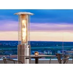 Backyard Pro Courtyard Series RNDFHSS Stainless Steel Round Portable Propane Outdoor Patio Heater with Glass Tube - 46,000 BTU