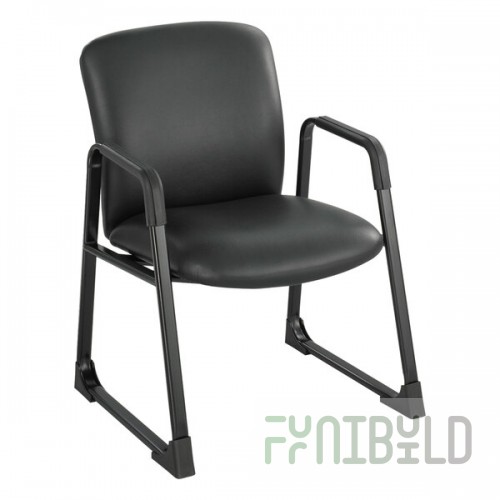Safco 3492BV Uber Big and Tall Black Vinyl Guest Chair with Sled Base