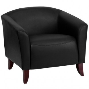Flash Furniture 111-1-BK-GG Hercules Imperial Black Leather Chair with Wooden Feet Flash Furniture 111-1-BK-GG Hercules Imperial Black Leather Chair with Wooden Feet