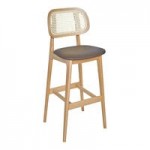 BFM Seating Emma Dark Walnut Side Chair with Cane Back and Vinyl Seat