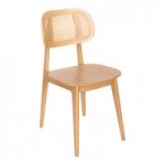 BFM Seating Emma Dark Walnut Side Chair with Cane Back and Vinyl Seat