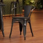Lancaster Table & Seating Alloy Distressed Onyx Black Indoor Arm Chair with Black Wood Seat Lancaster Table & Seating Alloy Distressed Onyx Black Indoor Arm Chair with Black Wood Seat