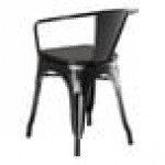 Lancaster Table & Seating Alloy Distressed Onyx Black Indoor Arm Chair with Black Wood Seat Lancaster Table & Seating Alloy Distressed Onyx Black Indoor Arm Chair with Black Wood Seat