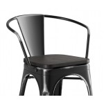 Lancaster Table & Seating Alloy Distressed Onyx Black Indoor Arm Chair with Black Wood Seat Lancaster Table & Seating Alloy Distressed Onyx Black Indoor Arm Chair with Black Wood Seat