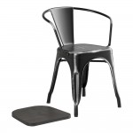 Lancaster Table & Seating Alloy Distressed Onyx Black Indoor Arm Chair with Black Wood Seat Lancaster Table & Seating Alloy Distressed Onyx Black Indoor Arm Chair with Black Wood Seat