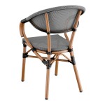 Lancaster Table & Seating Bistro Black and White Teslin Outdoor Arm Chair Lancaster Table & Seating Bistro Black and White Teslin Outdoor Arm Chair
