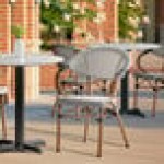Lancaster Table & Seating Bistro Black and White Teslin Outdoor Arm Chair Lancaster Table & Seating Bistro Black and White Teslin Outdoor Arm Chair