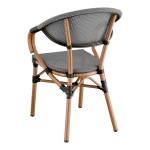 Lancaster Table & Seating Bistro Black and White Teslin Outdoor Arm Chair Lancaster Table & Seating Bistro Black and White Teslin Outdoor Arm Chair
