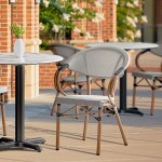 Lancaster Table & Seating Bistro Black and White Teslin Outdoor Arm Chair Lancaster Table & Seating Bistro Black and White Teslin Outdoor Arm Chair