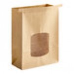 Bagcraft 2 lb. Natural Stand-Up Bakery Bag with Window and Tin Tie Closure - 500/Case
