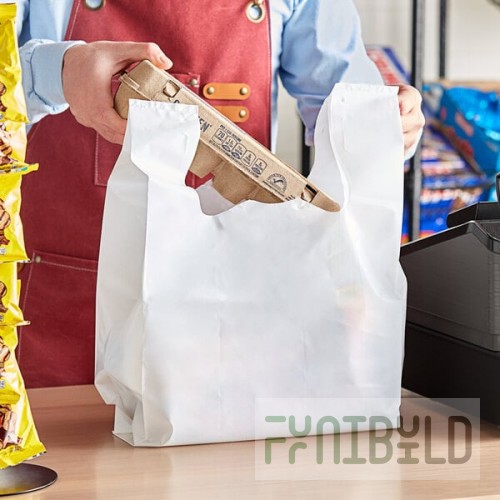 Choice Customizable 1/6 Standard Size 2.25 Mil White Unprinted Reusable Extra Heavy-Duty Plastic T-Shirt Bag - 250/Case