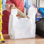 Choice Customizable 1/6 Standard Size 2.25 Mil White Unprinted Reusable Extra Heavy-Duty Plastic T-Shirt Bag - 250/Case Choice Customizable 1/6 Standard Size 2.25 Mil White Unprinted Reusable Extra Heavy-Duty Plastic T-Shirt Bag - 250/Case