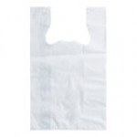 Choice Customizable 1/6 Standard Size 2.25 Mil White Unprinted Reusable Extra Heavy-Duty Plastic T-Shirt Bag - 250/Case Choice Customizable 1/6 Standard Size 2.25 Mil White Unprinted Reusable Extra Heavy-Duty Plastic T-Shirt Bag - 250/Case