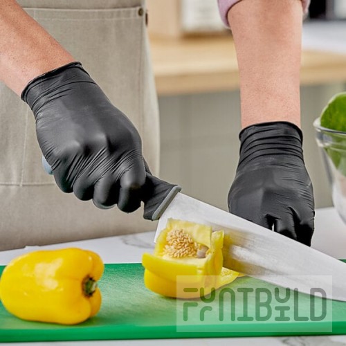 Noble Nitrile Black All-Purpose Powder-Free Disposable 4 Mil Thick Gloves - Large - 100/Box