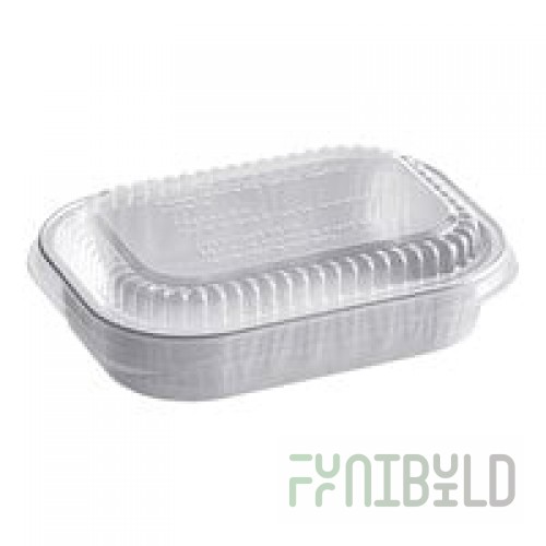 Choice Heavy Duty Smoothwall Black and Gold Mini Oblong Foil Take-Out Pan with Dome Lid 16 oz. - 100/Case