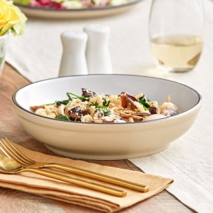 Acopa Embers 32 oz. Harvest Tan Matte Stoneware Pasta Bowl - Sample Acopa Embers 32 oz. Harvest Tan Matte Stoneware Pasta Bowl - Sample
