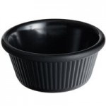 Acopa 1.5 oz. Black Fluted Melamine Ramekin - 12/Case Acopa 1.5 oz. Black Fluted Melamine Ramekin - 12/Case