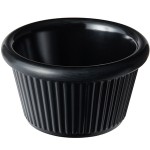 Acopa 1.5 oz. Black Fluted Melamine Ramekin - 12/Case Acopa 1.5 oz. Black Fluted Melamine Ramekin - 12/Case