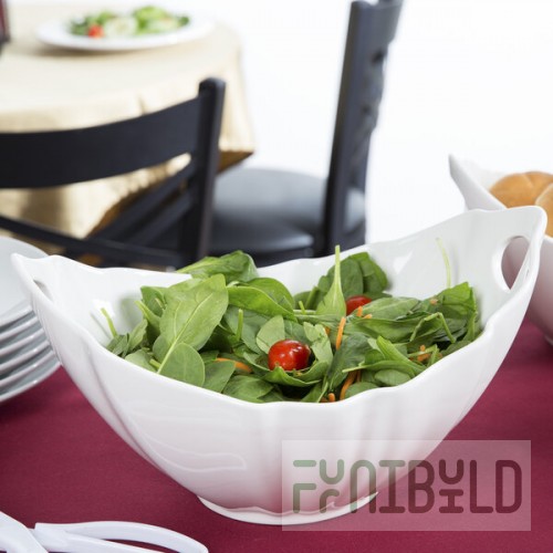 10 Strawberry Street WTR-13WVBOATBWL Whittier 80 oz. White Porcelain Boat Bowl with Wave Texture - 4/Case