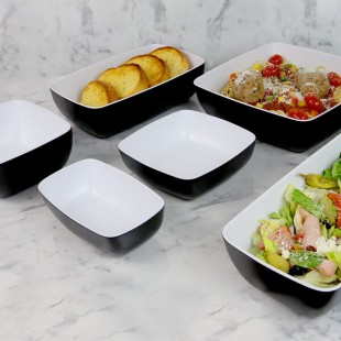 Elite Global Solutions B265069-BW Infinity 19 oz. Rectangular Black / White Melamine Bowl - 6/Case Elite Global Solutions B265069-BW Infinity 19 oz. Rectangular Black / White Melamine Bowl - 6/Case