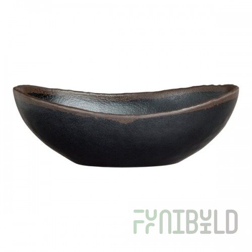 Delfin Greystone from Steelite International 25 oz. Medium Oval Black Melamine Bowl - 36/Case