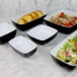 Elite Global Solutions B267098-BW Infinity 3.5 Qt. Square Black / White Melamine Bowl